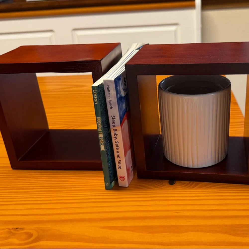 Elegant Brown Wooden Wall Decor Cubes, set of 2, see all pics for ideas.